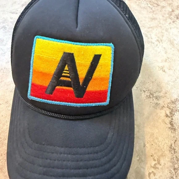 Aviator Nation Black Trucker Hat with Rainbow Patch - Picture 4 of 4